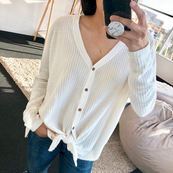 WonderlustApparel Sweaters - !NEW! LYNN Thermal Button Down Sweater